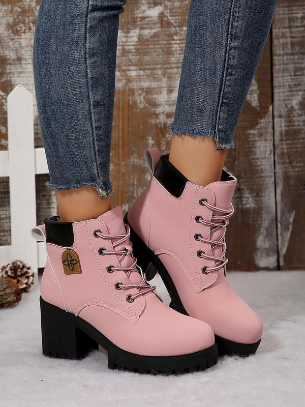 Women's Fashionable Lace Up Ankle Boots, Casual Comfortable Boots for Daily Wear, Perfect for Students and Outdoor Sports