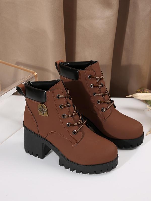 Women's Fashionable Lace Up Ankle Boots, Casual Comfortable Boots for Daily Wear, Perfect for Students and Outdoor Sports