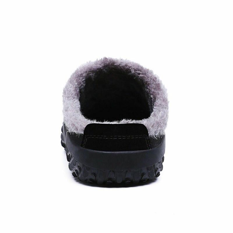 Mens Winter Flat Slippers Warm Fur Slip on Cozy Bedroom House Shoes Memory Foam