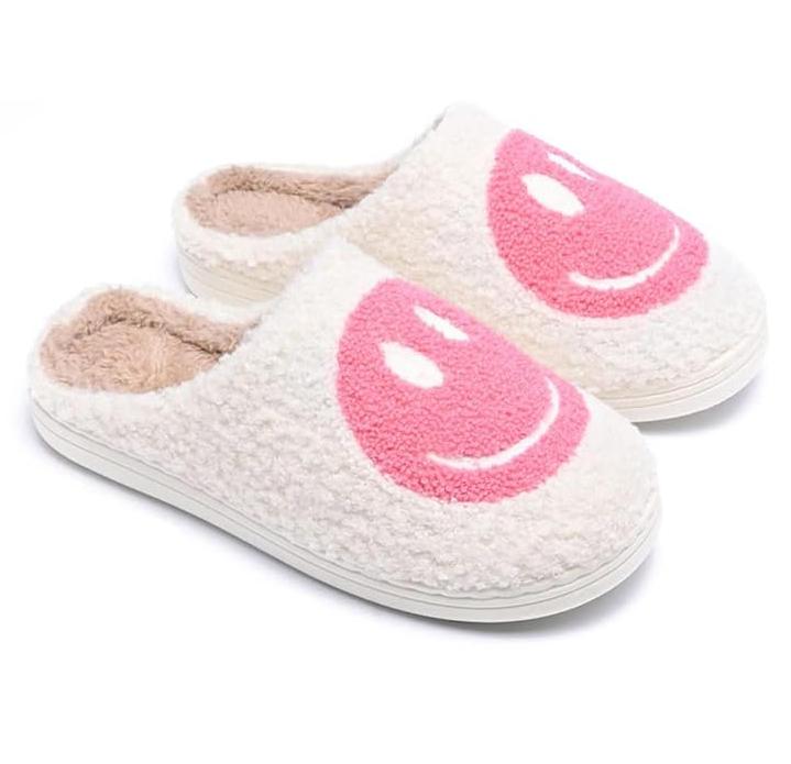 Anti-slip Slippers,Indoor Men's Winter Shoes,Soft Plush Cozy Home Slippers,Smiley Slippers