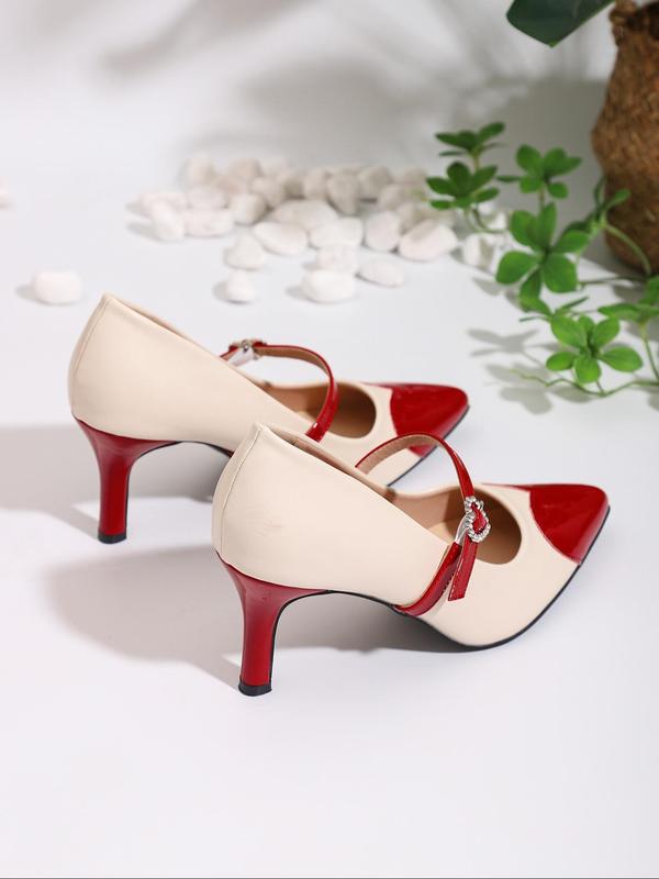 Fashionable Patchwork Stiletto Heels, Elegant Pointed Toe High Heels for Party, Daily Clothing Decor for Women & Girls