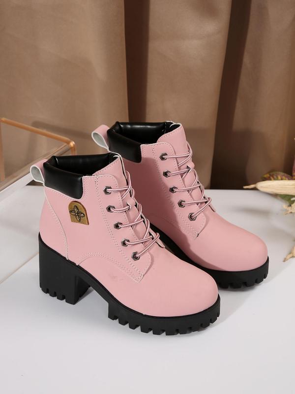 Women's Fashionable Lace Up Ankle Boots, Casual Comfortable Boots for Daily Wear, Perfect for Students and Outdoor Sports