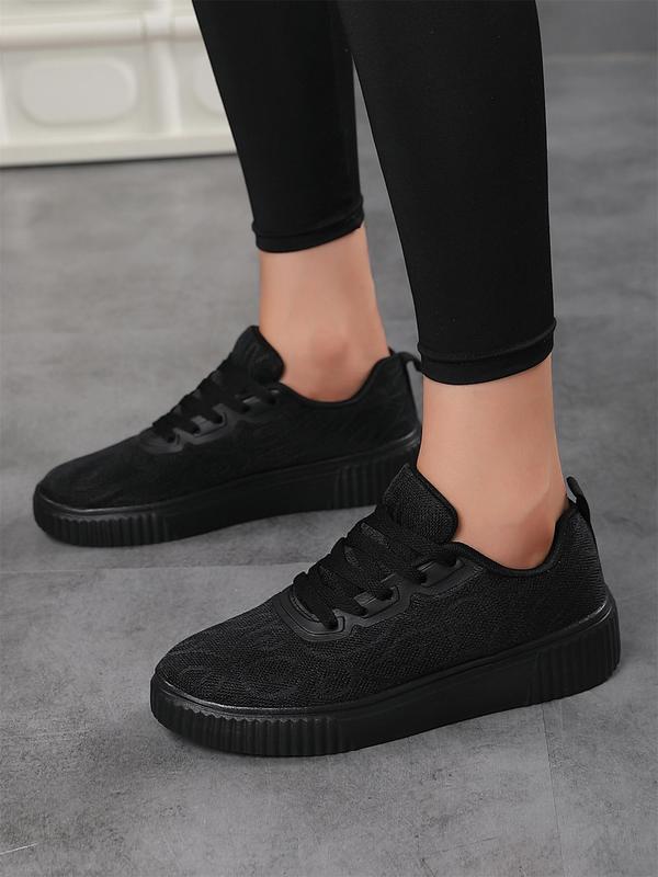 Women's Fashionable Solid Lace Up Low Top Skateboard Sneakers, Casual Comfortable Sports Shoes for Daily Wear, Female All-match Round Toe Shoes for Daily Wear