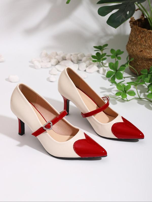 Fashionable Patchwork Stiletto Heels, Elegant Pointed Toe High Heels for Party, Daily Clothing Decor for Women & Girls