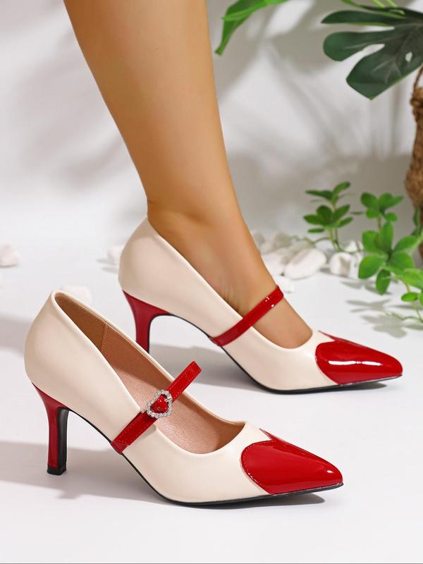 Fashionable Patchwork Stiletto Heels, Elegant Pointed Toe High Heels for Party, Daily Clothing Decor for Women & Girls