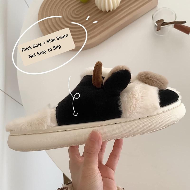 Cow Slippers Women Cartoon Slipper Cotton Kawaii Socks Animal Warm Slippers Cute Indoor Non Skid House Slipper