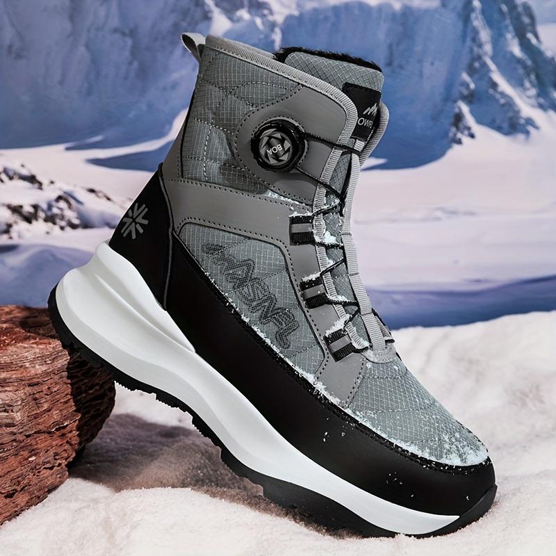 Men's All-Season Snow Boots - Casual Style, Solid Color, Breathable Mesh Upper with Rubber Sole & Fabric Lining Boy Walking Shoes