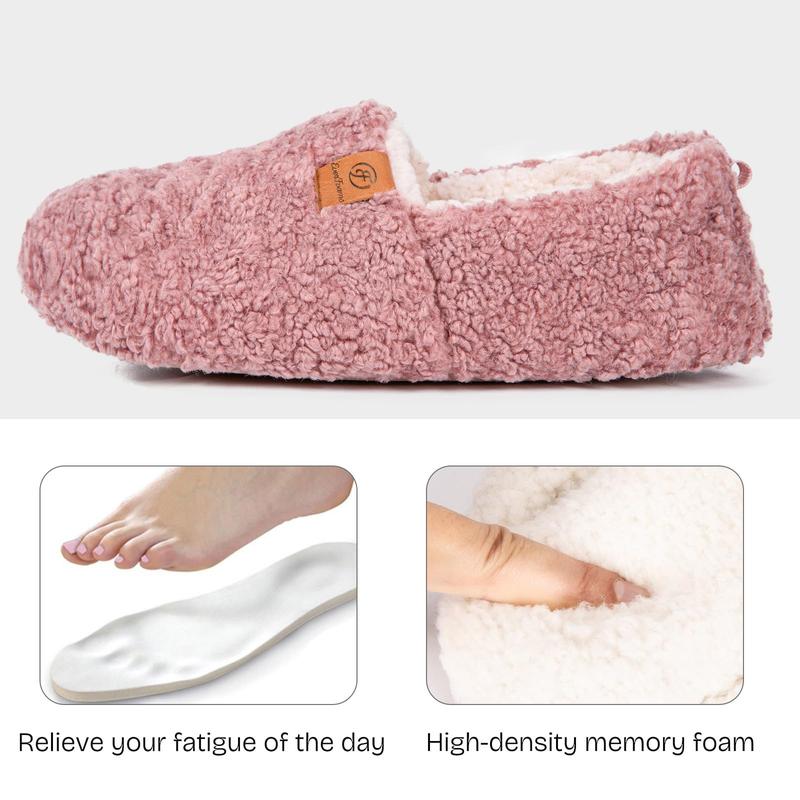 EverFoams Women’s Cozy Winter Slippers – Soft Curly Memory Foam House Shoes, Lightweight Classic Slide with Polar Fleece Lining, Perfect Christmas Gift!