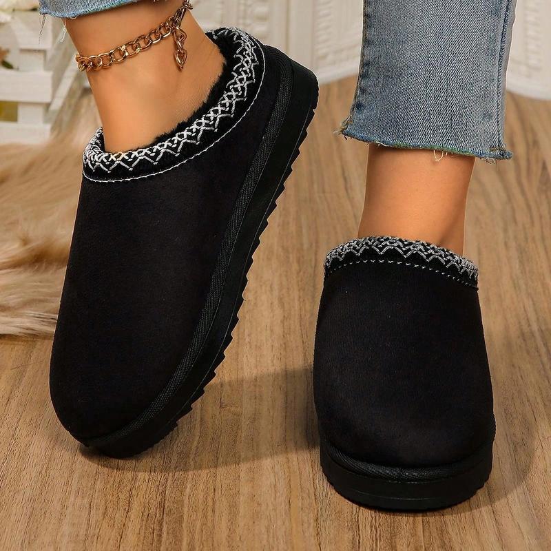 Winter 2024 New Foreign Trade Uggs Female Velvet Warm Thick Soles Best For Camping No Heel Closed Toe Wool Half-Slippers Shoes