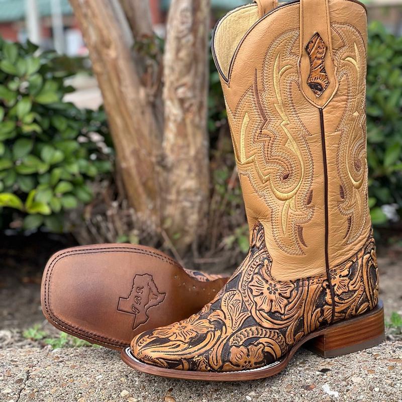 MENS 2 TONE HONEY WESTERN BOOTS