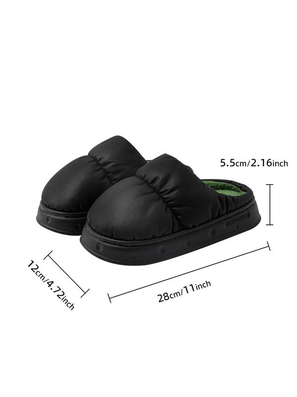 Women's Minimalist Casual Plain Waterproof Platform Slippers, Simple Design Round Toe Warm Slippers for Indoor & Outdoor Wear, Warm Slippers for Winter, Fall Outfit、Fall Freshness