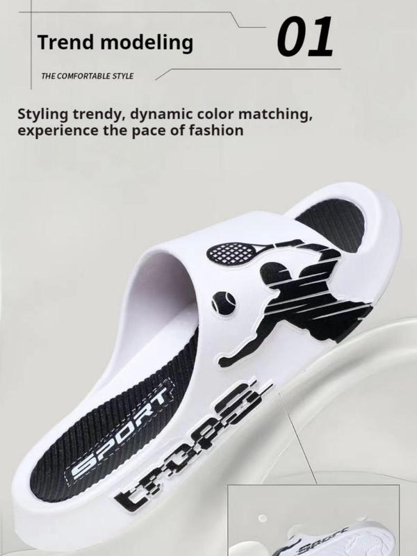 Men's Sporty Letter Pattern Slides, Casual Soft Comfortable Non-slip Home Slippers, Trendy Slippers for Indoor Outdoor Wear