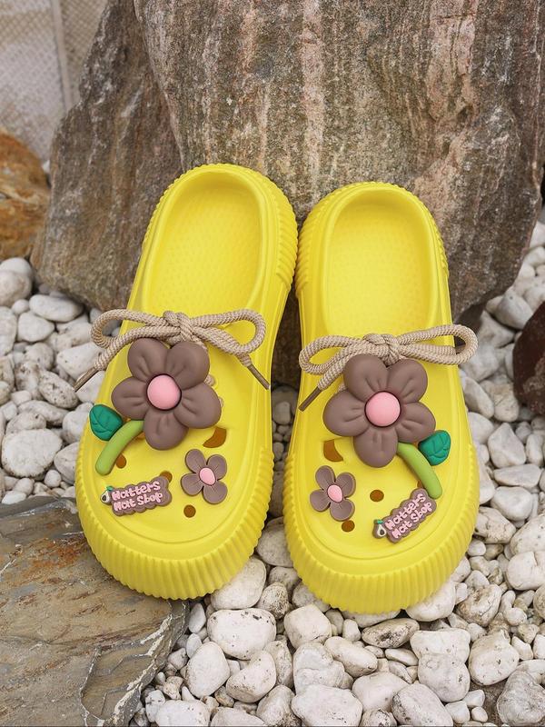 Women's Cute Flower Design Clogs, Casual Comfortable Breathable Non-slip Slippers, Fashionable Slippers for Indoor & Outdoor Wear