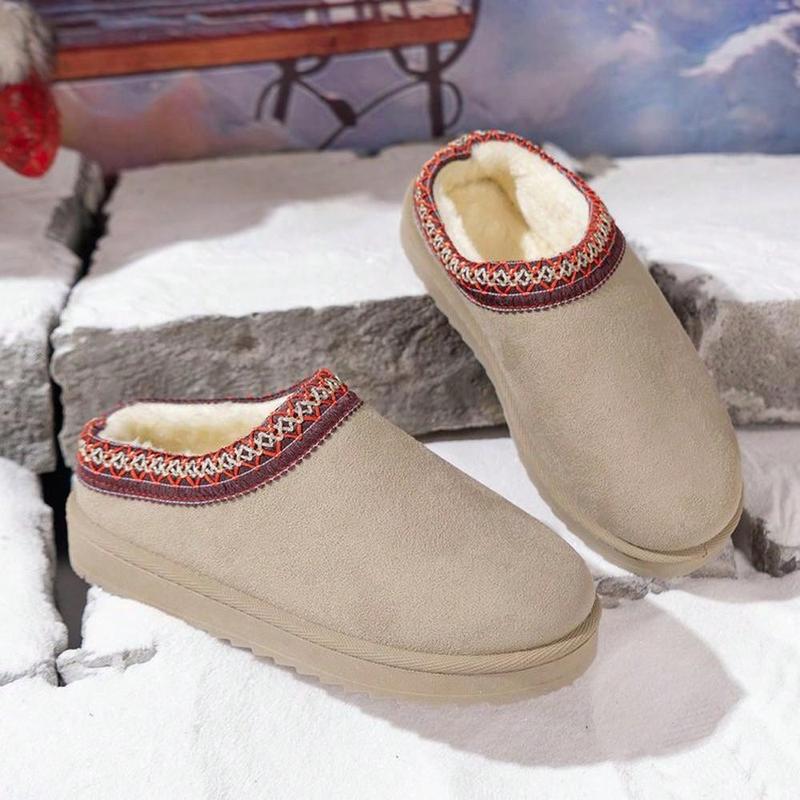 Winter 2024 New Foreign Trade Uggs Female Velvet Warm Thick Soles Best For Camping No Heel Closed Toe Wool Half-Slippers Shoes