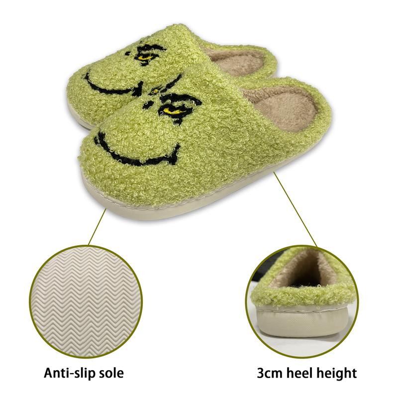 Christmas Grinch Slippers for Women Men, Cartoon Soft Plush Fuzzy Winter holiday slippers,  Comfy Bedroom Christmas Slippers Indoor Outdoor Shoes