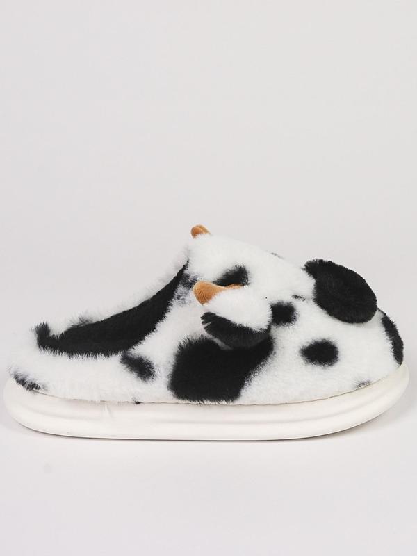 Women's Cute Cow Design Plush Slippers, 2024 New Style Casual Soft Comfortable Home Slippers, Warm Slippers for Indoor & Outdoor Use for Fall & Winter