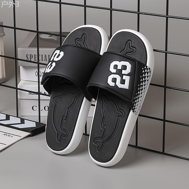 Men's Hook And Loop Fastener Upper Open Toe Slippers, Outdoor Workout Slides, Relaxing And Comfy Shoe Footwear