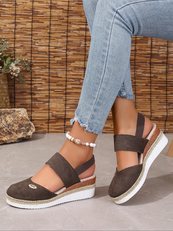 Women's Fashionable Plain Color Platform Sandals, Casual Comfortable Slingback Wedges Sandals for Summer, Lightweight Breathable Shoes for Daily Wear