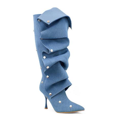 Sexy Stiletto High Heel Women Slouchy Detachable Knee High Boots