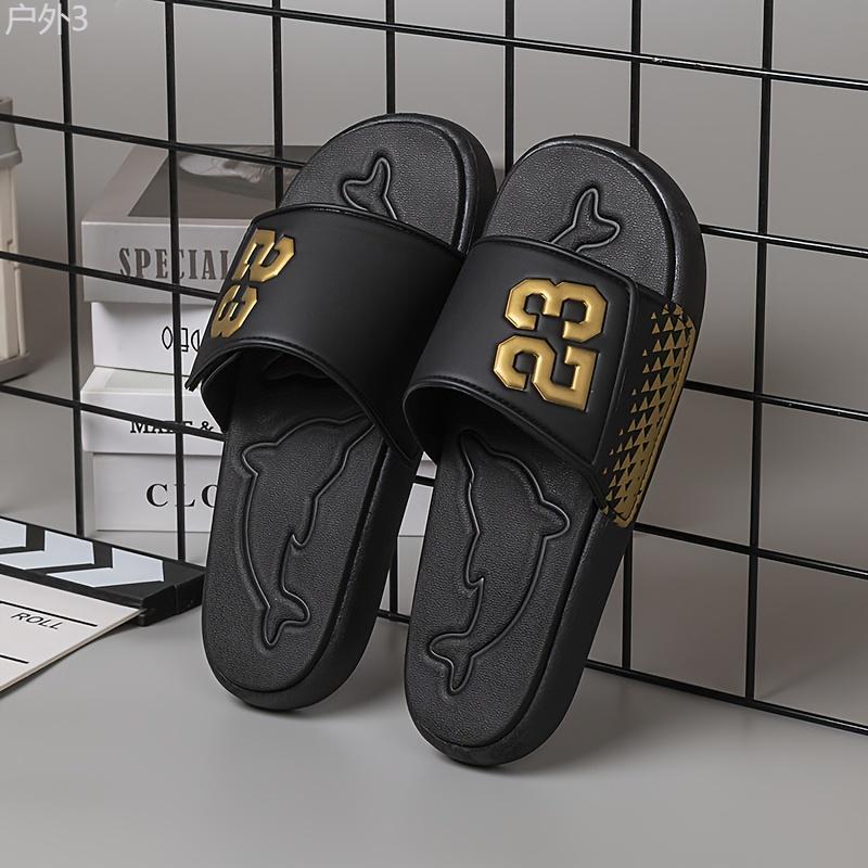 Men's Hook And Loop Fastener Upper Open Toe Slippers, Outdoor Workout Slides, Relaxing And Comfy Shoe Footwear