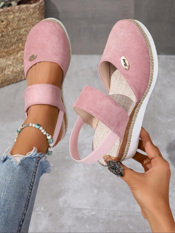 Women's Fashionable Plain Color Platform Sandals, Casual Comfortable Slingback Wedges Sandals for Summer, Lightweight Breathable Shoes for Daily Wear