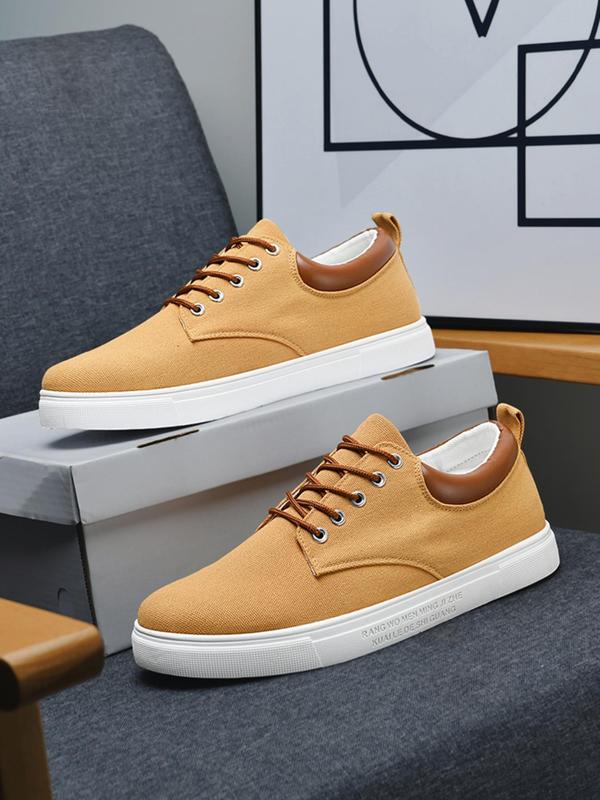 Men's Fashionable Lace Up Low Top Skate Sneakers, Casual Breathable Comfortable Sports Shoes, Male All-match Round Toe Shoes for Daily Wear