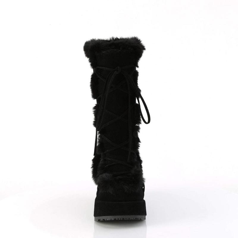 Demonia Cubby-311 Black Vegan Suede Knee-high Boots