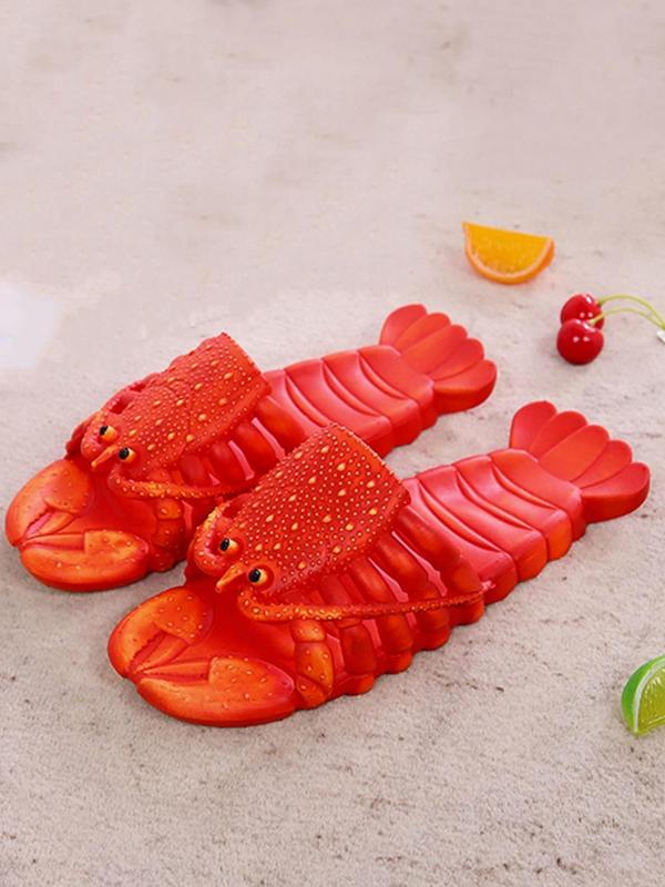 Men's Cute Cartoon Lobster Design Slippers, 1 Pair Fashionable Creative Lobster Themed Design Casual Comfortable Home Slippers, Non-slip Slippers for Indoor & Outdoor Beach