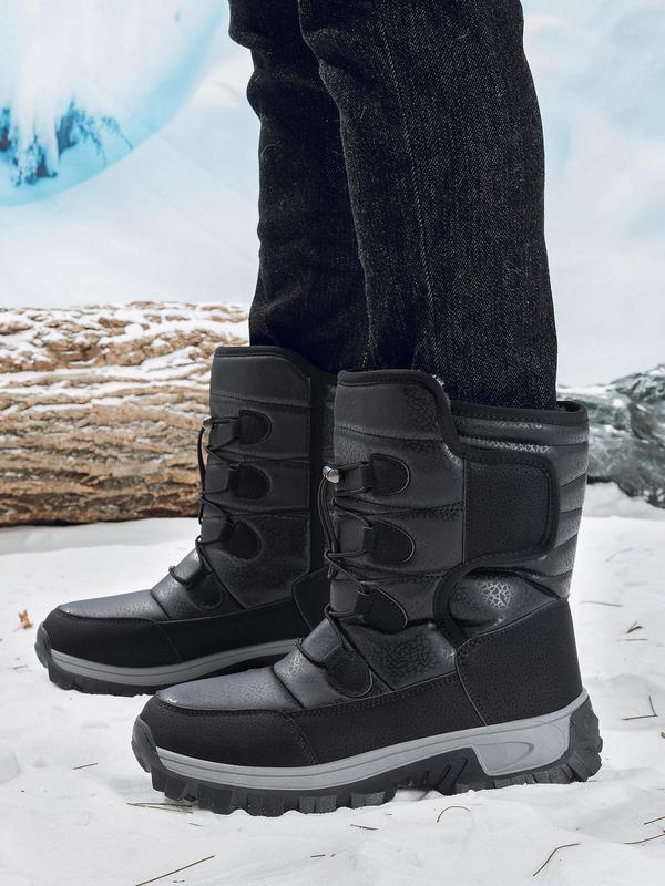 Men's Sporty Lace Up Snow Boots, Casual Comfortable Warm Thermal Lined Outdoor Boots for Fall & Winter, Male All-match Trendy Shoes for Daily Wear