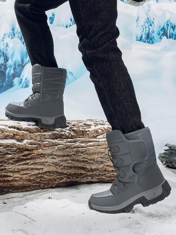 Men's Sporty Lace Up Snow Boots, Casual Comfortable Warm Thermal Lined Outdoor Boots for Fall & Winter, Male All-match Trendy Shoes for Daily Wear