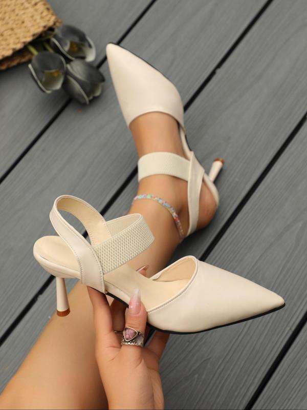 Women's Fashionable Solid Color Pointed Toe High Heel Sandals, Elegant Slip on Sandals for Party, Daily Clothing Decor for Women & Girls