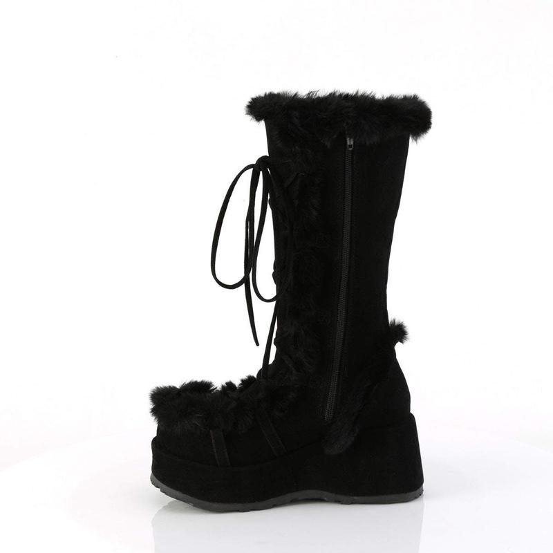 Demonia Cubby-311 Black Vegan Suede Knee-high Boots