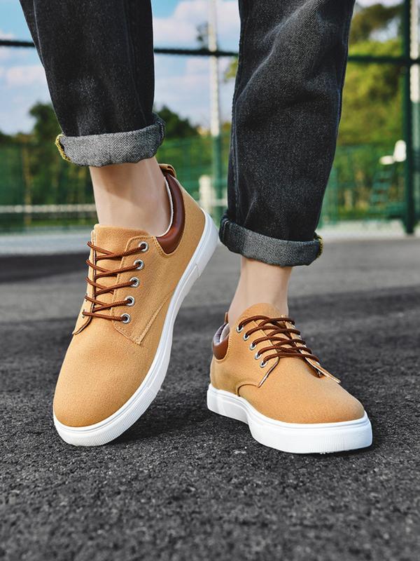 Men's Fashionable Lace Up Low Top Skate Sneakers, Casual Breathable Comfortable Sports Shoes, Male All-match Round Toe Shoes for Daily Wear