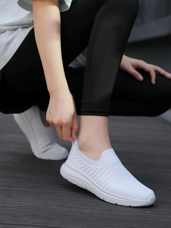 Women's Mesh Breathable Knit Slip on Sneakers, Casual Comfortable Sports Running Shoes, All-match Basic Shoes for Daily Wear