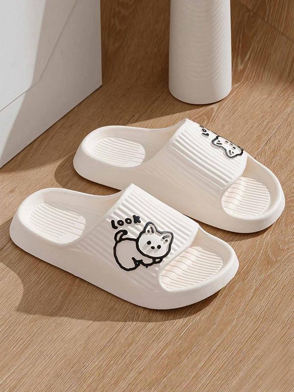 Women's Cute Cartoon Cat Pattern Slides, 1 Pair Casual Soft Comfortable Home Slippers, Non-slip Silent Anti-skid Slippers for Indoor and Outdoor Wear