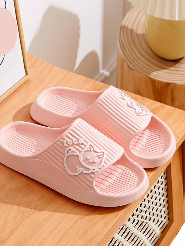 Women's Cute Cartoon Cat Pattern Slides, 1 Pair Casual Soft Comfortable Home Slippers, Non-slip Silent Anti-skid Slippers for Indoor and Outdoor Wear