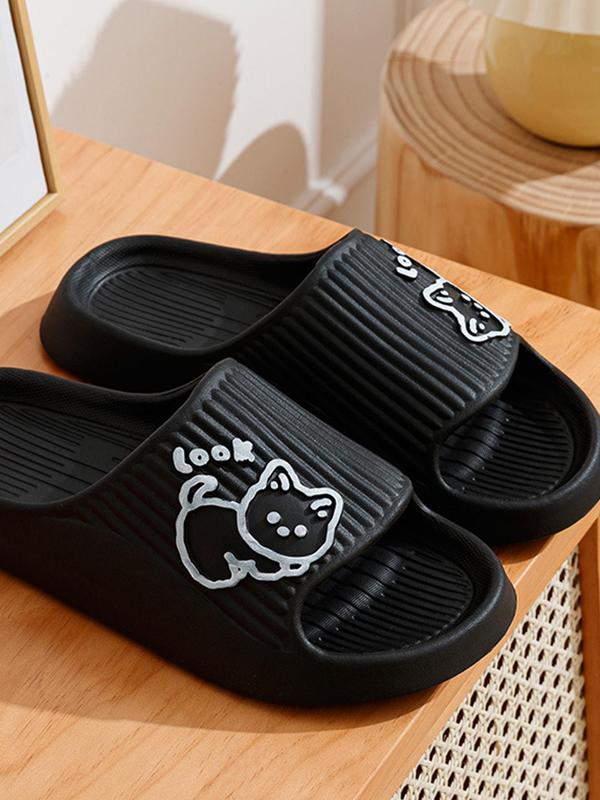 Women's Cute Cartoon Cat Pattern Slides, 1 Pair Casual Soft Comfortable Home Slippers, Non-slip Silent Anti-skid Slippers for Indoor and Outdoor Wear