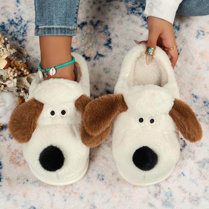 Cute Bean Dog Slippers Plush Cotton Tow Four Seasons Indoor Anti Slip Soft Sole Girl Footwear Girl Footwear