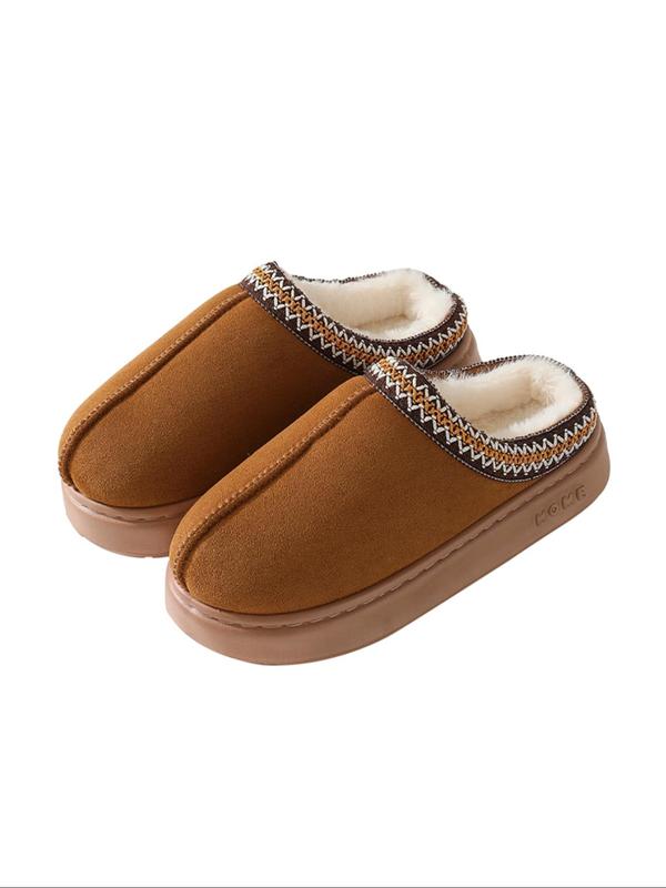 Women's Fashionable Embroidering Trim Design Slippers, Casual Comfortable Home Slippers, Warm Slippers for Indoor & Outdoor Use for Fall & Winter