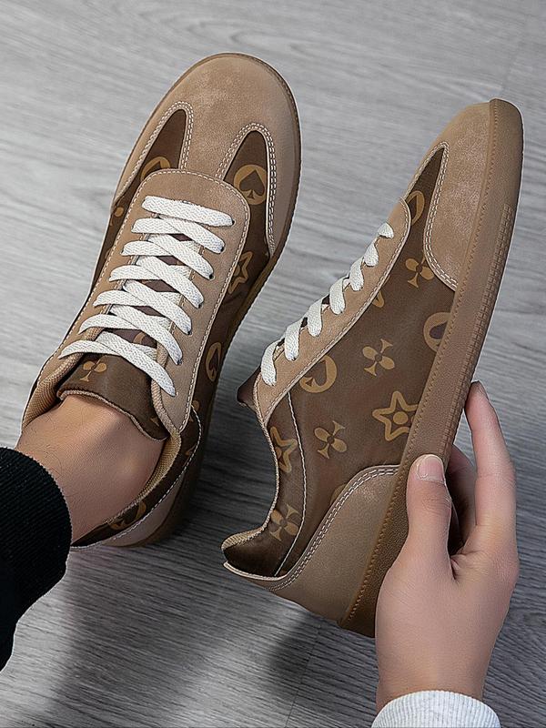 Men's Fashionable Star Print Lace Up Skate Shoes, Casual Comfortable Sports Shoes for Daily Wear, Male All-match Round Toe Shoes for Daily Wear