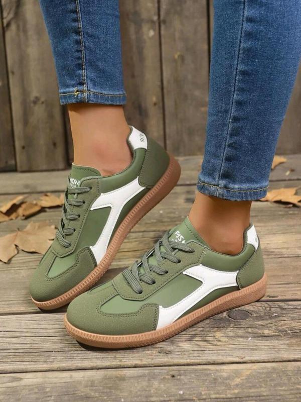 Women's Fashion Colorblock Lace Up Low Top Sneakers, Casual Comfortable Breathable Sports Running Shoes, All-match Basic Shoes for Daily Wear