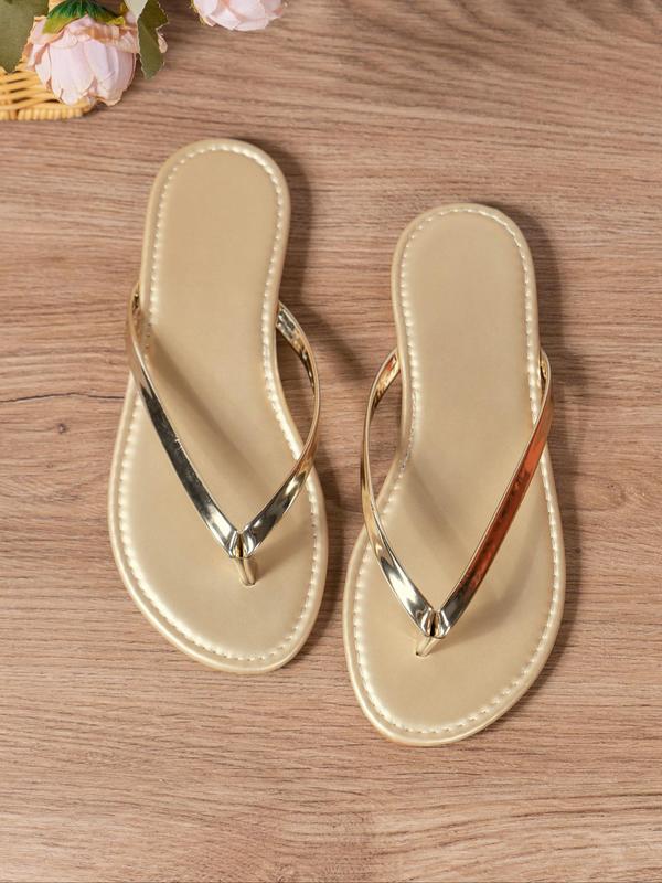 Women's Fashionable Plain Color Flip-Flops Sandals, Casual Comfortable Flat Sandals for Summer, Lightweight Breathable Shoes for Daily Wear