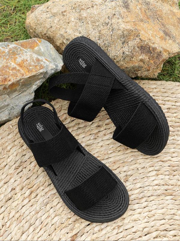 Women's Fashionable Plain Color Flat Sandals, 1 Pair Casual Versatile Sandals for Outdoor & Indoor Wear, Non-slip Lightweight Breathable Comfortable Shoes for Summer Daily Wear