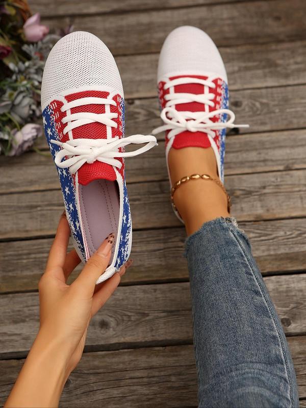 Women's Fashionable Lace Up Low Top Walking Shoes, Casual Breathable Comfortable Sports Shoes, Female All-match Round Toe Shoes for Daily Wear