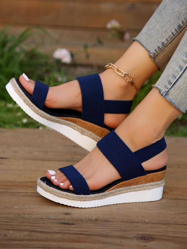 Women's Comfort Fashionable Boho Style Wedge Sandals, 2024 Summer Casual Trendy Slingback Walking Shoes, Trendy Hemp Rope Shoes Footwear