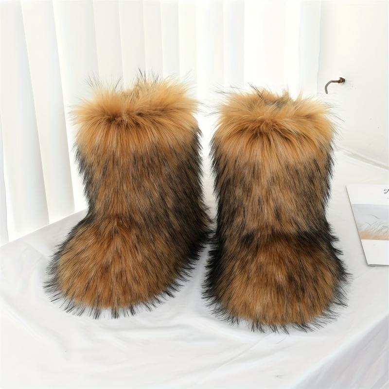 Cozy Faux Fur High-Top Boots - Soft Plush Lined, Warm, Comfortable, Fuzzy, Snow-Ready, Y2k-Inspired Winter Boots for Women - Perfect for Cold Weather, Casual Outings, and Trendy Fashion Statements Girl Footwear Girl Footwear Shoe Walking Shoes