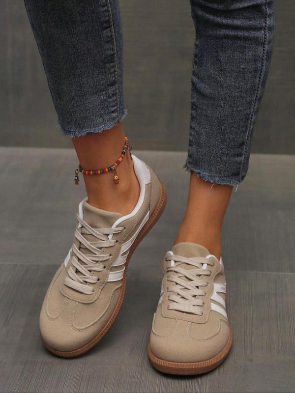 Women's Fashionable Lace Up Low Top Sneakers, Casual Comfortable Sports Shoes for Daily Wear, Female All-match Round Toe Shoes for Daily Wear