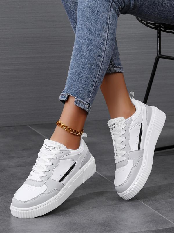 Women's Fashionable Lace Up Platform Sneakers, Casual Comfortable Breathable Sports Shoes, Female All-match Round Toe Chunky Sneakers for Daily Wear