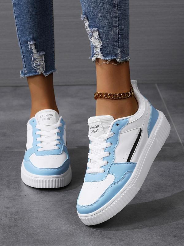 Women's Fashionable Lace Up Platform Sneakers, Casual Comfortable Breathable Sports Shoes, Female All-match Round Toe Chunky Sneakers for Daily Wear