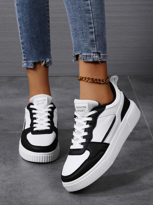 Women's Fashionable Lace Up Platform Sneakers, Casual Comfortable Breathable Sports Shoes, Female All-match Round Toe Chunky Sneakers for Daily Wear